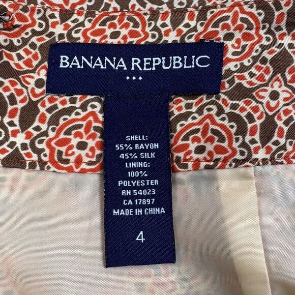 Banana Republic Silk Blend Skirt Geometric Medallian Posh Career Fall Spice 4 - Picture 3 of 14